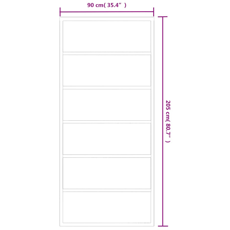 Schuifdeur 90x205 cm ESG-glas en aluminium zwart 90 x 205 cm 5 horizontale stangen