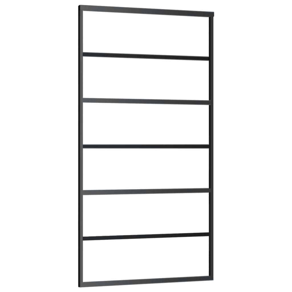 Schuifdeur 102x205 cm ESG-glas en aluminium zwart 102 x 205 cm 5 horizontale stangen