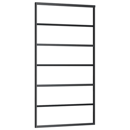 Schuifdeur 102x205 cm ESG-glas en aluminium zwart 102 x 205 cm 5 horizontale stangen
