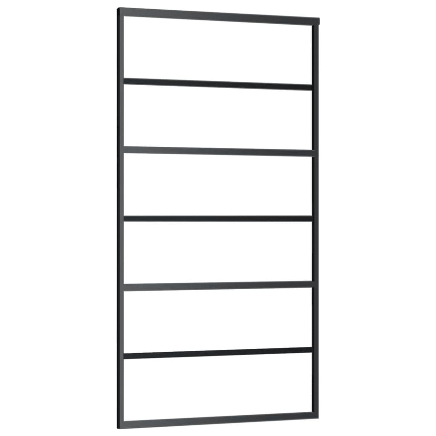 Schuifdeur 102x205 cm ESG-glas en aluminium zwart 102 x 205 cm 5 horizontale stangen