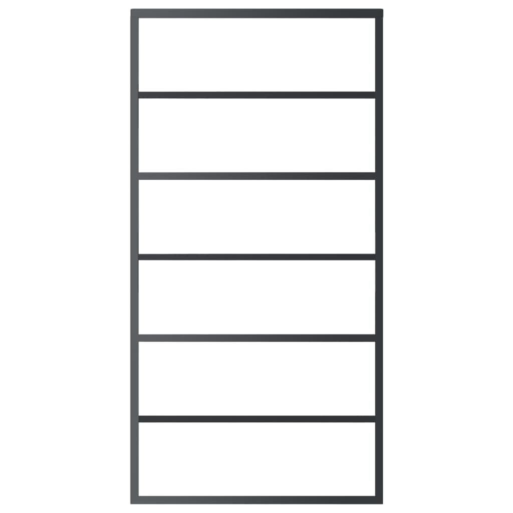 Schuifdeur 102x205 cm ESG-glas en aluminium zwart 102 x 205 cm 5 horizontale stangen