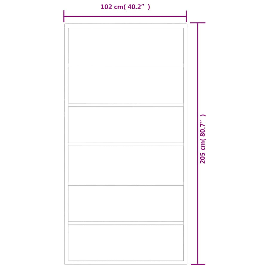 Schuifdeur 102x205 cm ESG-glas en aluminium zwart 102 x 205 cm 5 horizontale stangen