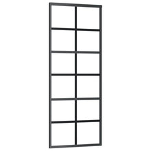 Schuifdeur 76x205 cm ESG-glas en aluminium zwart 76 x 205 cm 6x2 raster