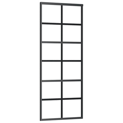 Schuifdeur 76x205 cm ESG-glas en aluminium zwart 76 x 205 cm 6x2 raster