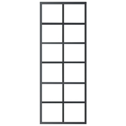 Schuifdeur 76x205 cm ESG-glas en aluminium zwart 76 x 205 cm 6x2 raster