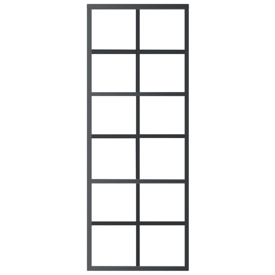 Schuifdeur 76x205 cm ESG-glas en aluminium zwart 76 x 205 cm 6x2 raster