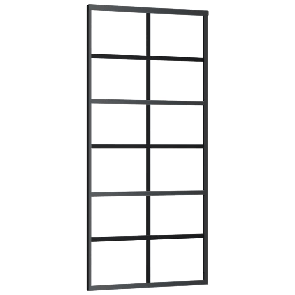Schuifdeur 90x205 cm ESG-glas en aluminium zwart 1 90 x 205 cm