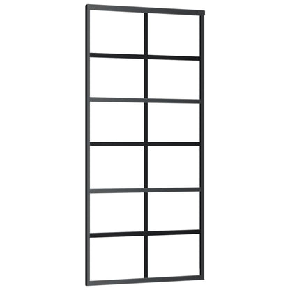 Schuifdeur 90x205 cm ESG-glas en aluminium zwart 1 90 x 205 cm