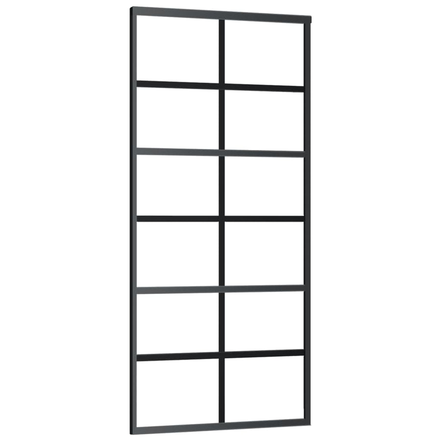 Schuifdeur 90x205 cm ESG-glas en aluminium zwart 1 90 x 205 cm