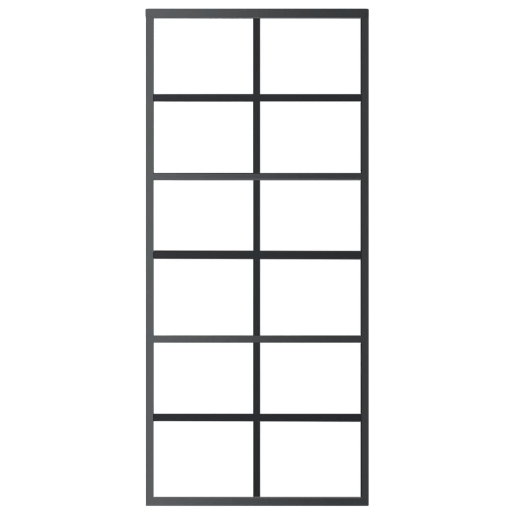 Schuifdeur 90x205 cm ESG-glas en aluminium zwart 1 90 x 205 cm