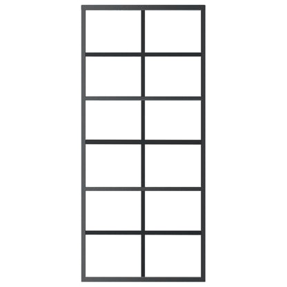 Schuifdeur 90x205 cm ESG-glas en aluminium zwart 1 90 x 205 cm