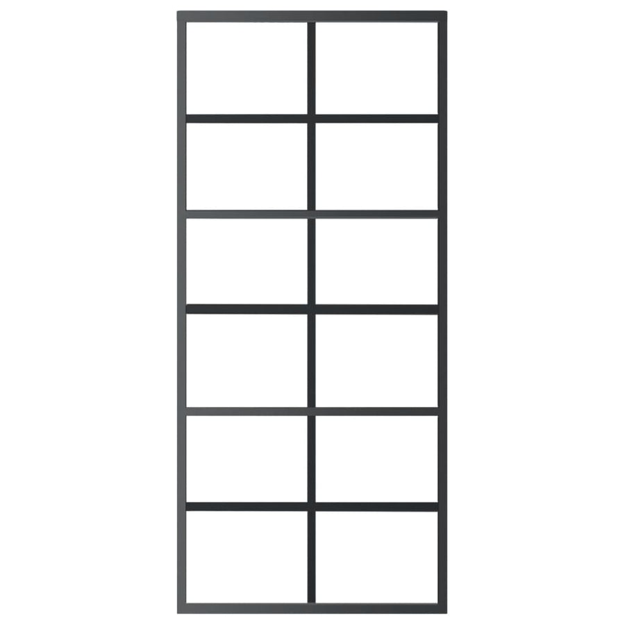 Schuifdeur 90x205 cm ESG-glas en aluminium zwart 1 90 x 205 cm