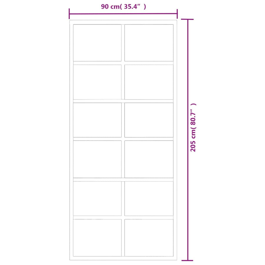 Schuifdeur 90x205 cm ESG-glas en aluminium zwart 1 90 x 205 cm