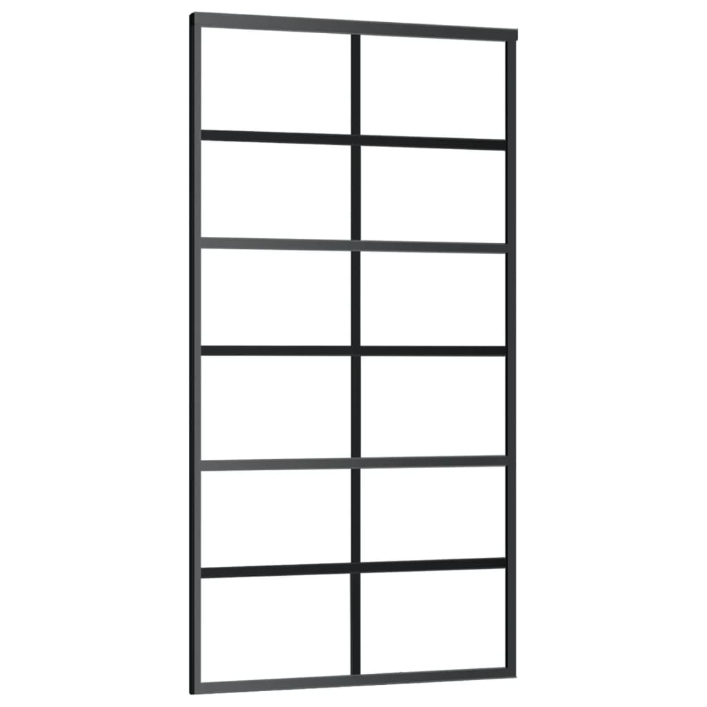 Schuifdeur 102x205 cm ESG-glas en aluminium zwart 1 102 x 205 cm