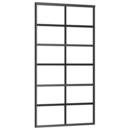 Schuifdeur 102x205 cm ESG-glas en aluminium zwart 1 102 x 205 cm