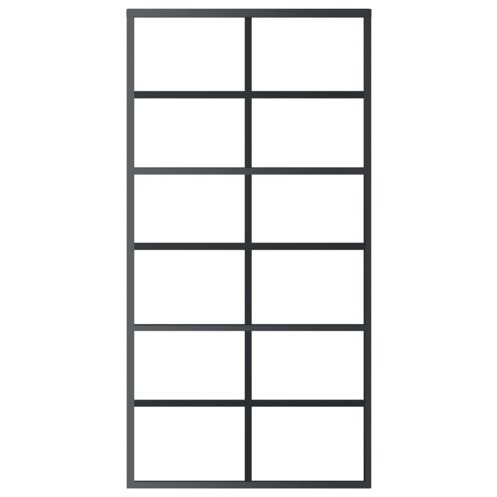 Schuifdeur 102x205 cm ESG-glas en aluminium zwart 1 102 x 205 cm