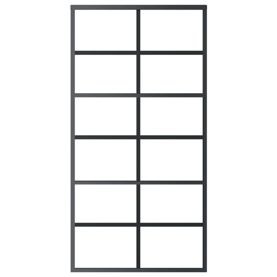 Schuifdeur 102x205 cm ESG-glas en aluminium zwart 1 102 x 205 cm