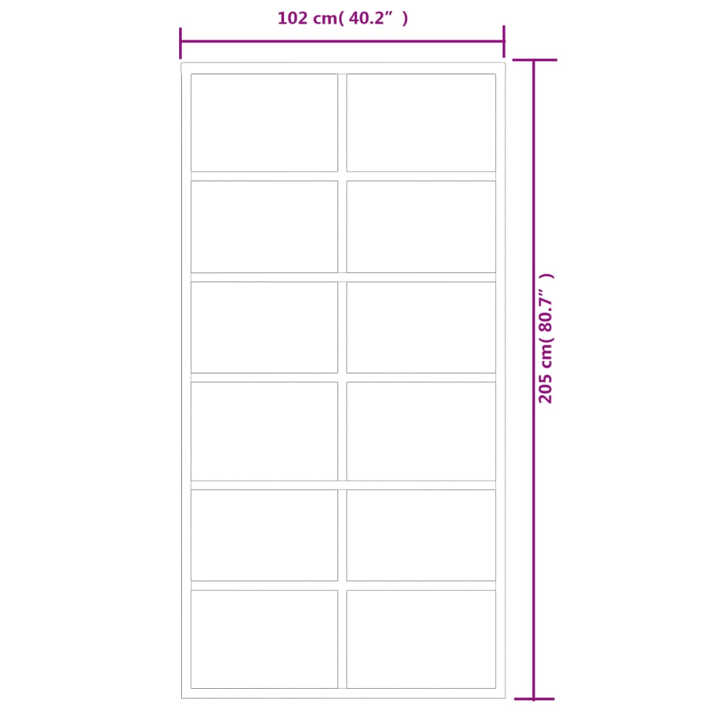 Schuifdeur 102x205 cm ESG-glas en aluminium zwart 1 102 x 205 cm