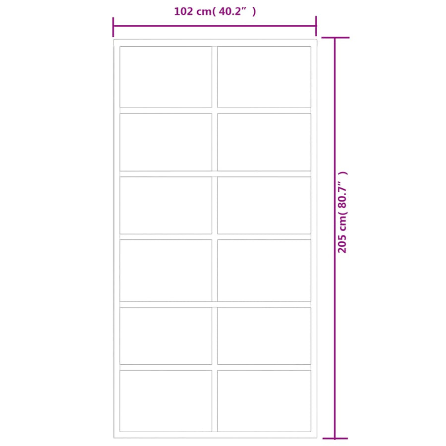 Schuifdeur 102x205 cm ESG-glas en aluminium zwart 1 102 x 205 cm