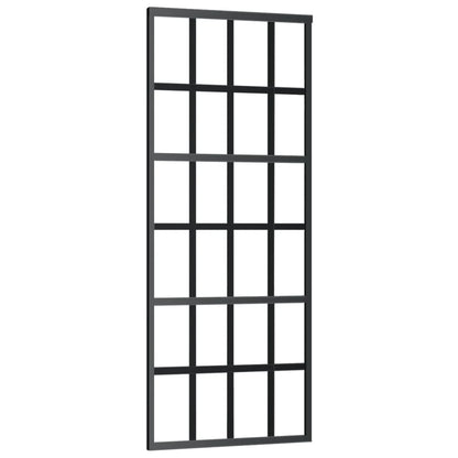 Schuifdeur 76x205 cm ESG-glas en aluminium zwart 76 x 205 cm 6x4 raster