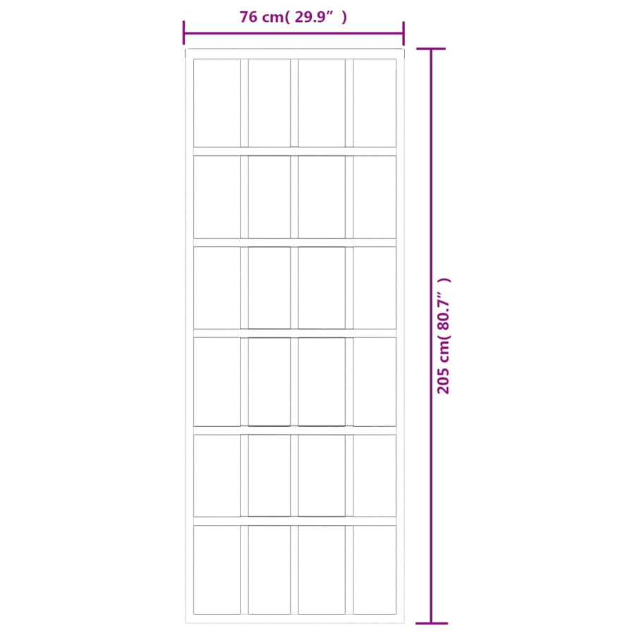 Schuifdeur 76x205 cm ESG-glas en aluminium zwart 76 x 205 cm 6x4 raster