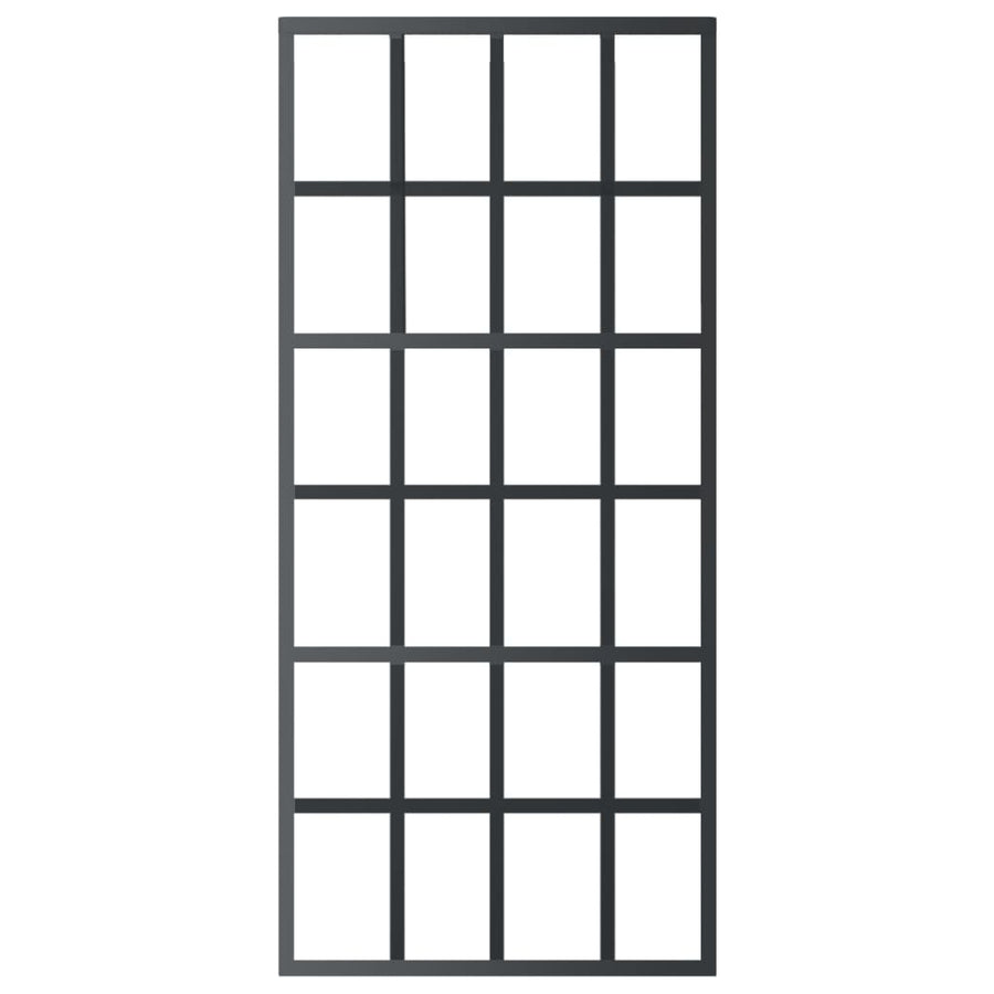 Schuifdeur 90x205 cm ESG-glas en aluminium zwart 90 x 205 cm 6x4 raster