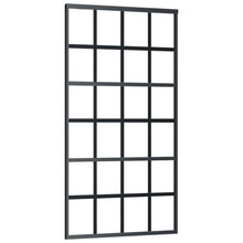 Schuifdeur 102x205 cm ESG-glas en aluminium zwart 102 x 205 cm 6x4 raster
