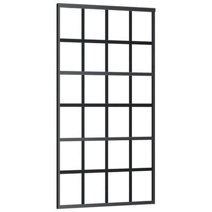 Schuifdeur 102x205 cm ESG-glas en aluminium zwart 102 x 205 cm 6x4 raster