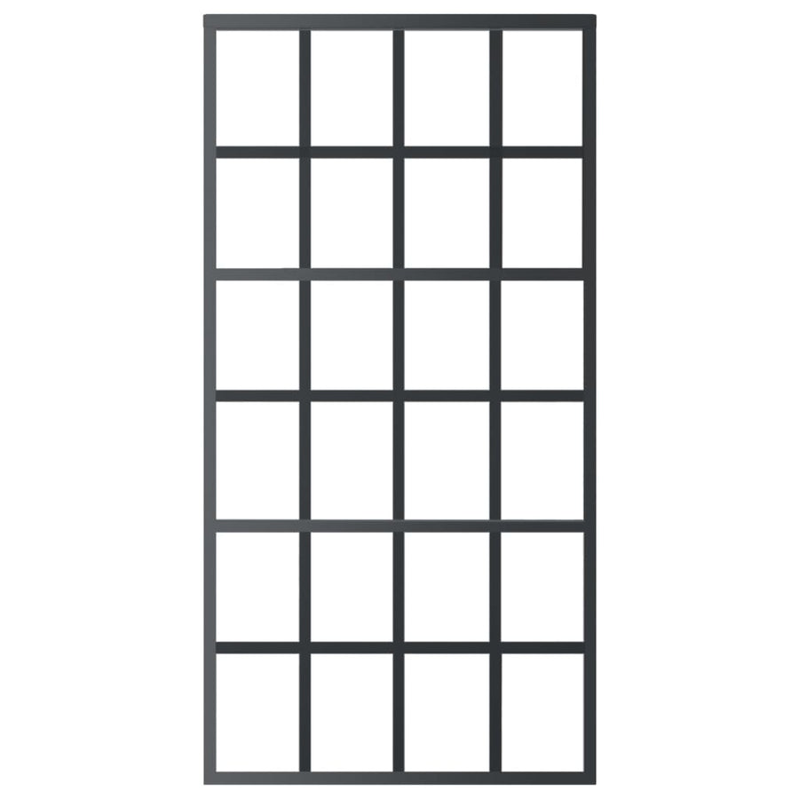 Schuifdeur 102x205 cm ESG-glas en aluminium zwart 102 x 205 cm 6x4 raster