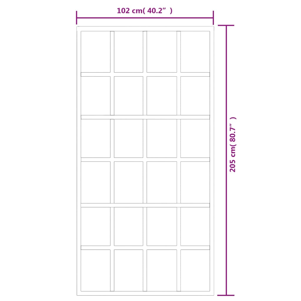 Schuifdeur 102x205 cm ESG-glas en aluminium zwart 102 x 205 cm 6x4 raster
