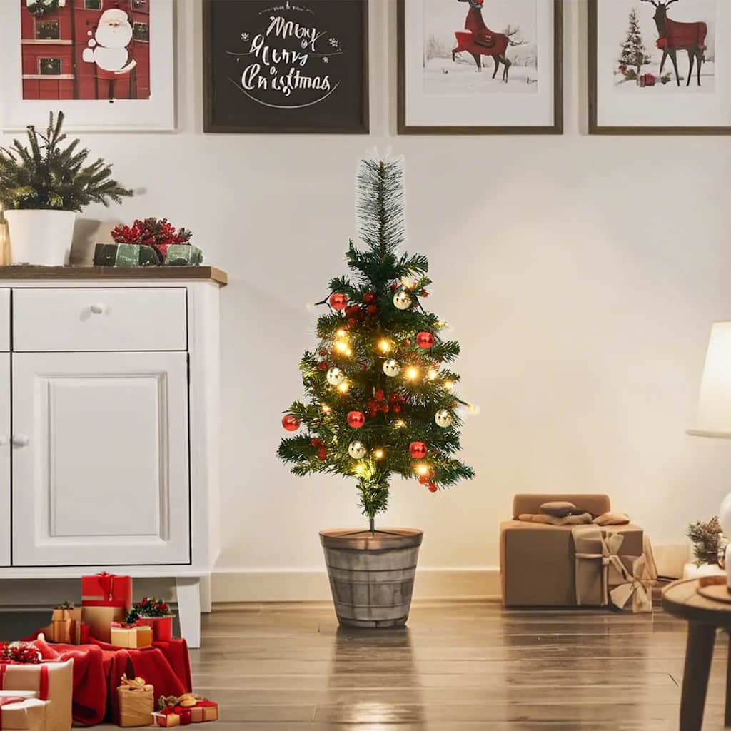 Tuinkerstbomen 2 St Met Verlichting Pvc 76 cm