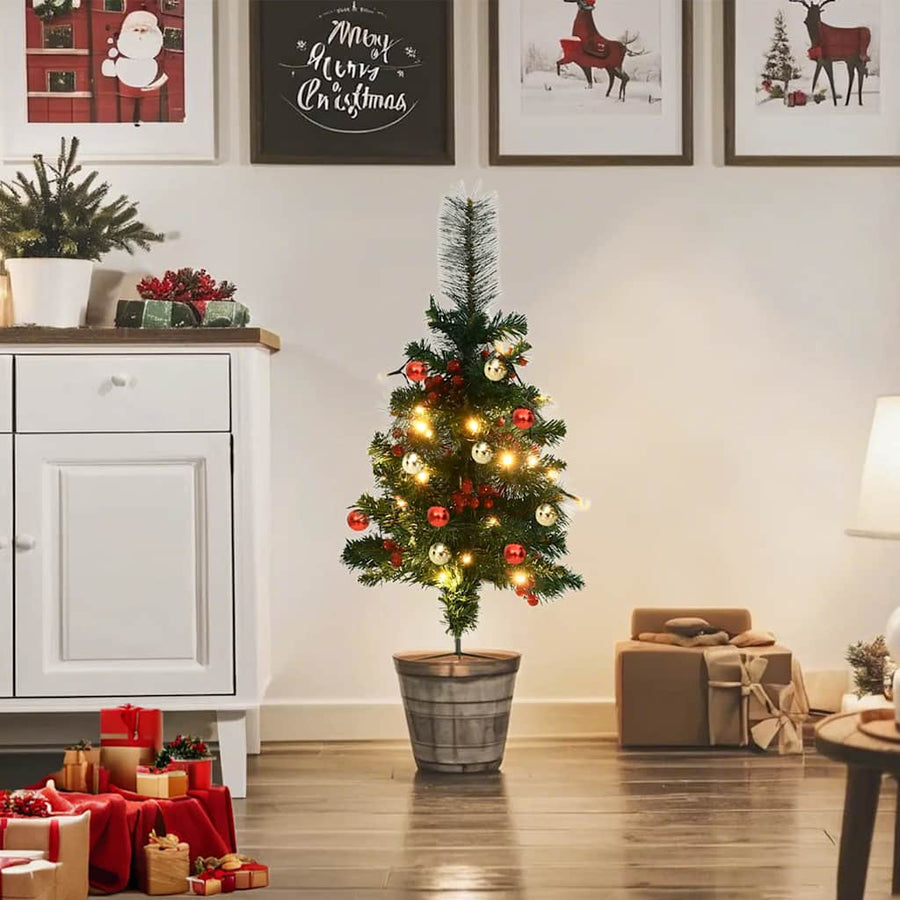 Tuinkerstbomen 2 St Met Verlichting Pvc 76 cm