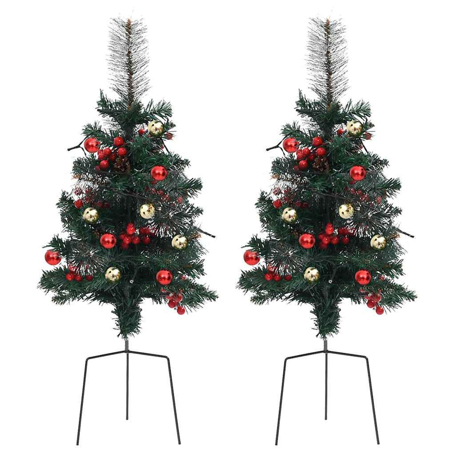 Tuinkerstbomen 2 St Met Verlichting Pvc 76 cm
