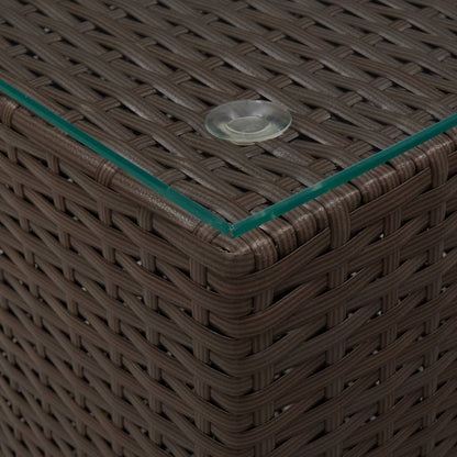 Bijzettafel Met Glazen Blad 35X35X52 Cm Poly Rattan Bruin 1
