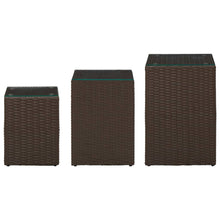 -Delige Bijzettafelset Met Glazen Blad Poly Rattan 3 Bruin