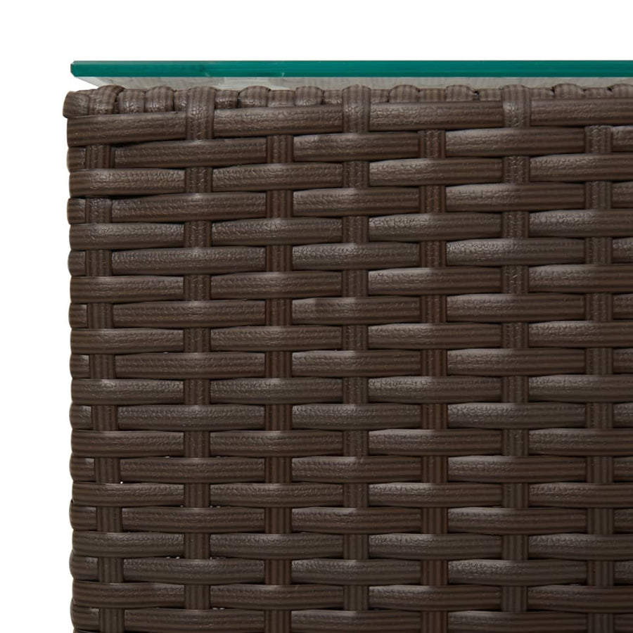 -Delige Bijzettafelset Met Glazen Blad Poly Rattan 3 Bruin