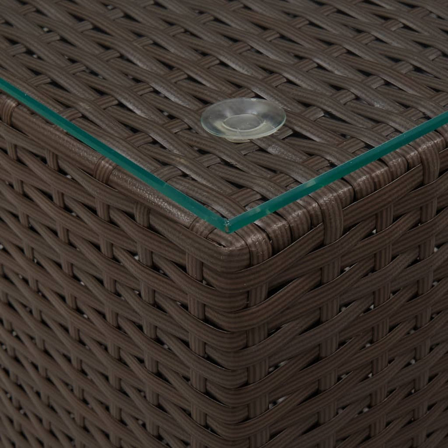 -Delige Bijzettafelset Met Glazen Blad Poly Rattan 3 Bruin