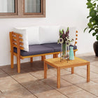 2-Seater Garden Bench with Cushions Solid Acacia Wood