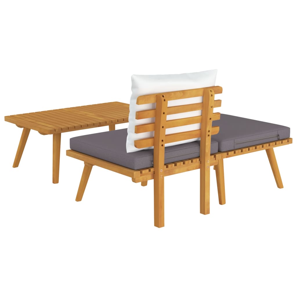 3-Delige Loungeset Met Kussens Massief Acaciahout midden + voetensteun + Tafel