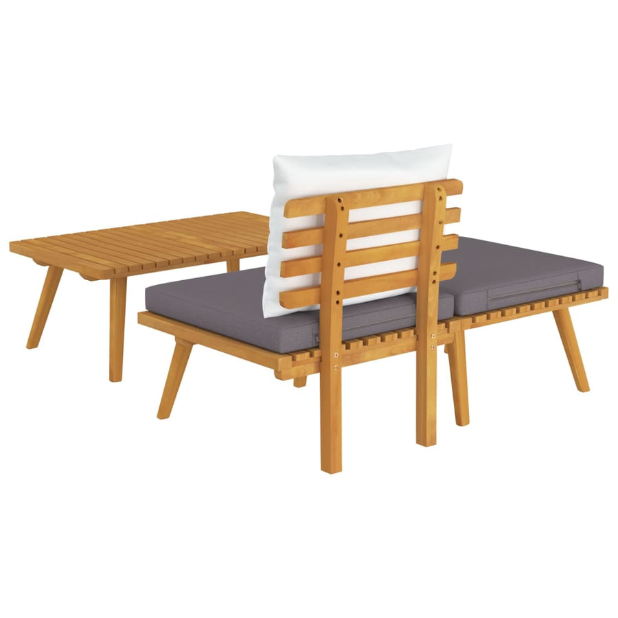 3-Delige Loungeset Met Kussens Massief Acaciahout midden + voetensteun + Tafel