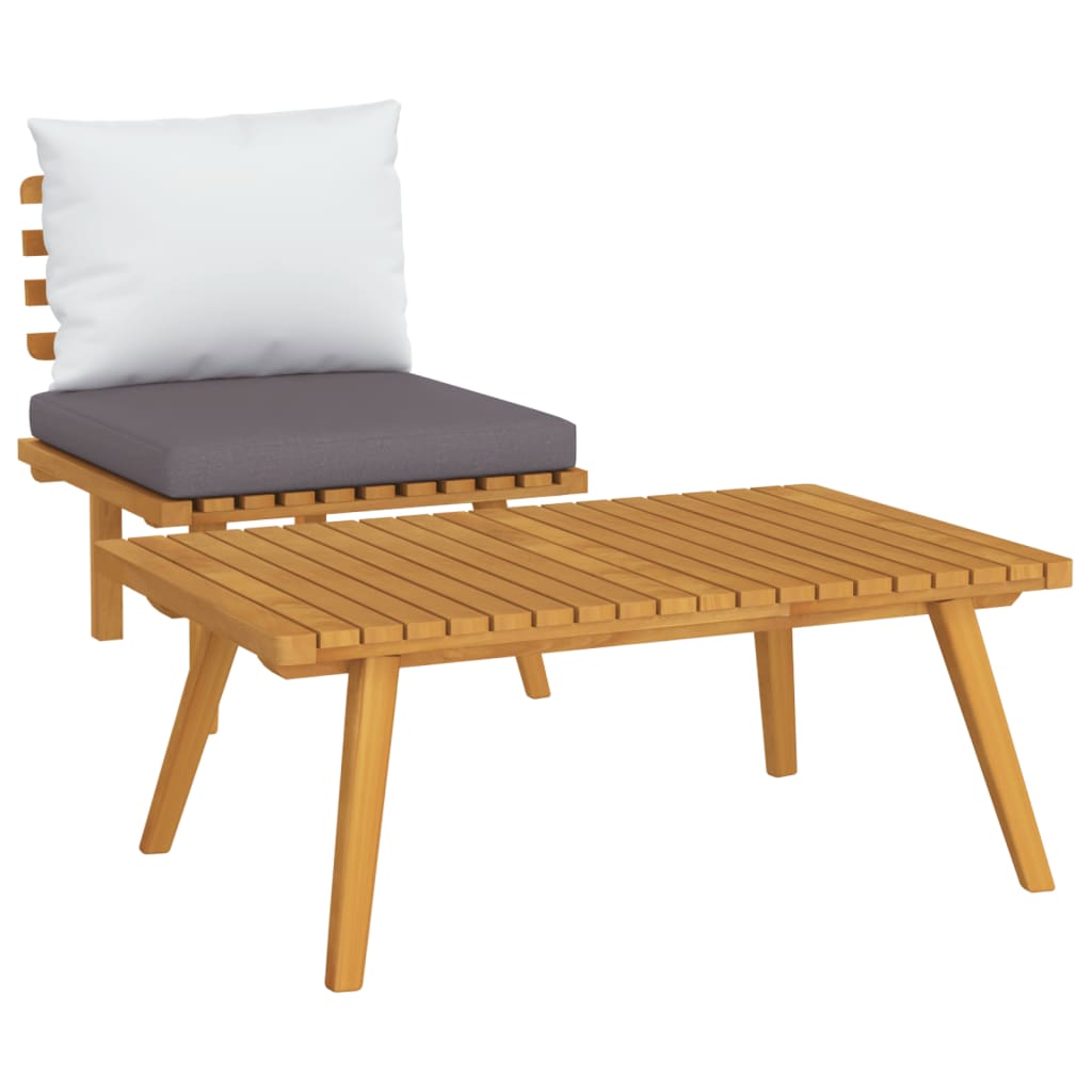2-Delige Loungeset Met Kussens Massief Acaciahout midden + hoekTafel