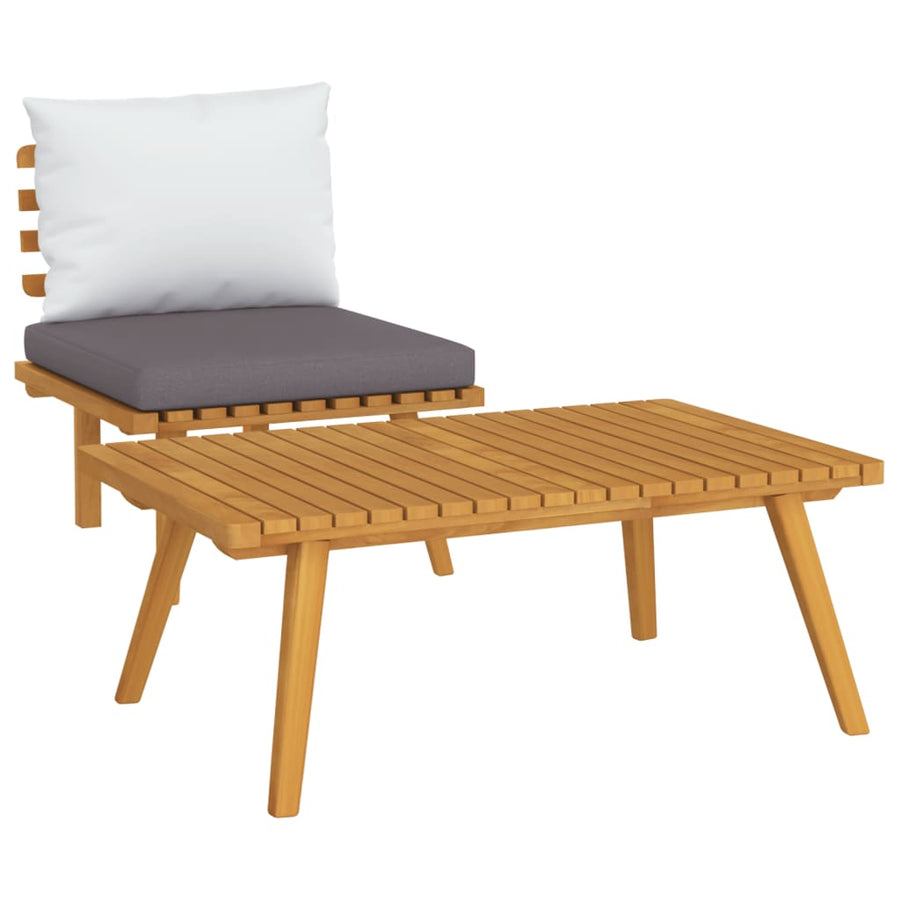 2-Delige Loungeset Met Kussens Massief Acaciahout midden + hoekTafel