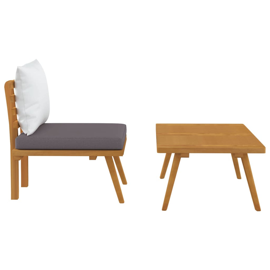 2-Delige Loungeset Met Kussens Massief Acaciahout midden + hoekTafel