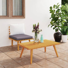 2-Delige Loungeset Met Kussens Massief Acaciahout midden + hoekTafel