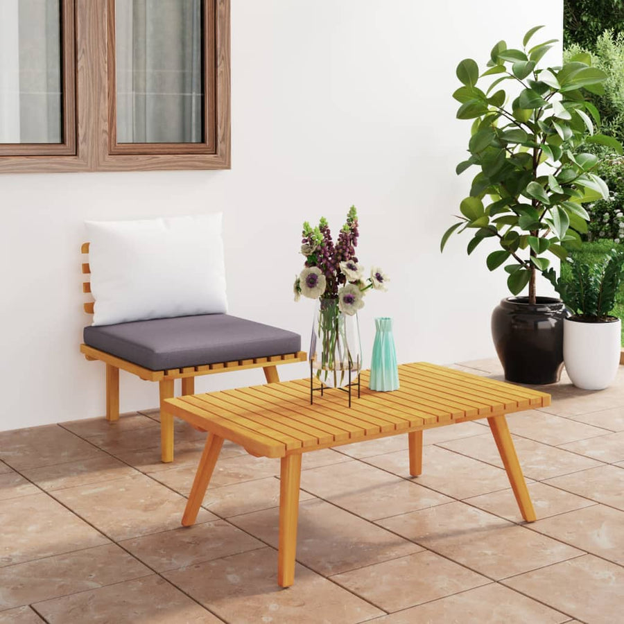 2-Delige Loungeset Met Kussens Massief Acaciahout midden + hoekTafel