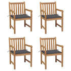 Tuinstoelen 4 st massief teakhout antraciet kussens