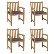Tuinstoelen 4 st massief teakhout antraciet kussens