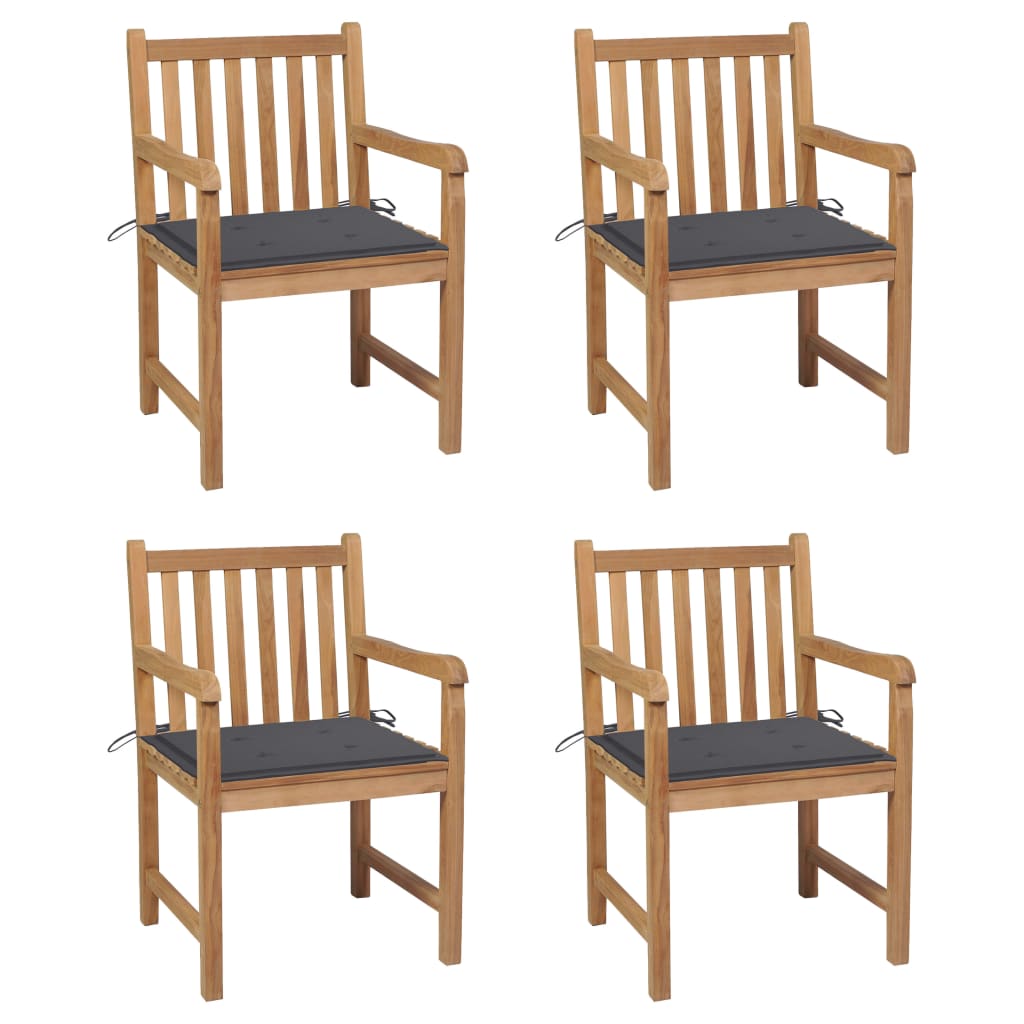 Tuinstoelen 4 St Met Antracietkleurige Kussens Massief Teakhout
