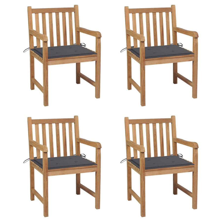 Tuinstoelen 4 St Met Antracietkleurige Kussens Massief Teakhout