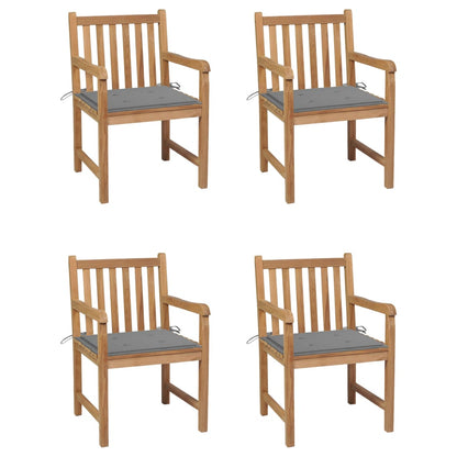 Tuinstoelen Met Grijze Kussens Massief Teakhout 4 Grijs